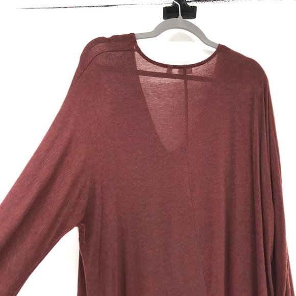 Wilfred rust burgundy lightweight rayon wool blend Deep V long sleeve tee Large - Picture 10 of 13